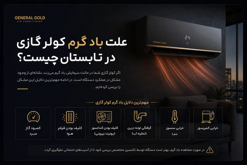 بررسی علت باد گرم کولر گازی جنرال گلد در تابستان