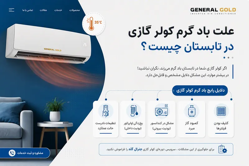 علت باد گرم کولر گازی جنرال گلد در تابستان چیست؟